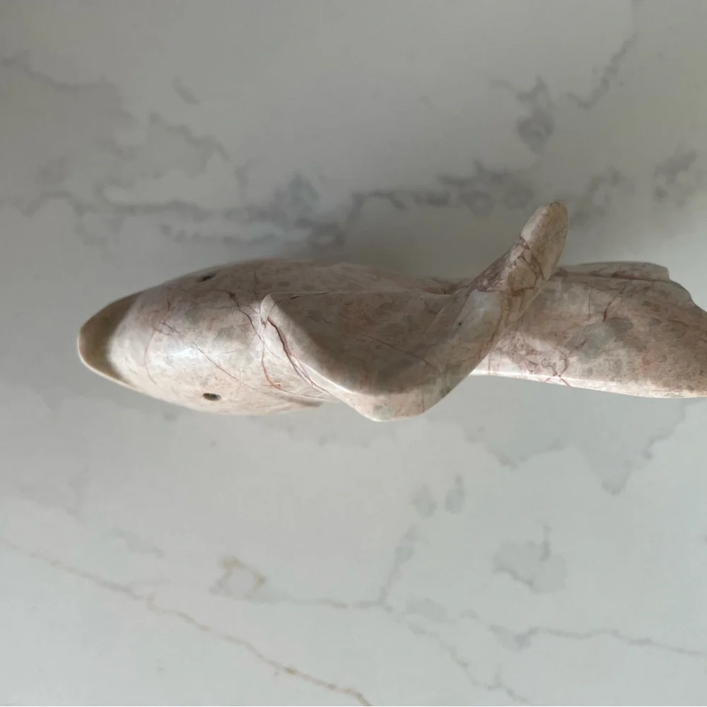 Vintage Stone Fish Figurine| Hand-carved marble style
